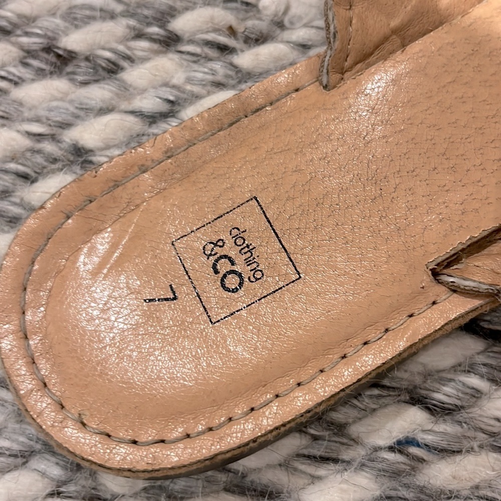 Boho Braided Taupe Tan Slides Flats Sandals - Picture 3 of 5